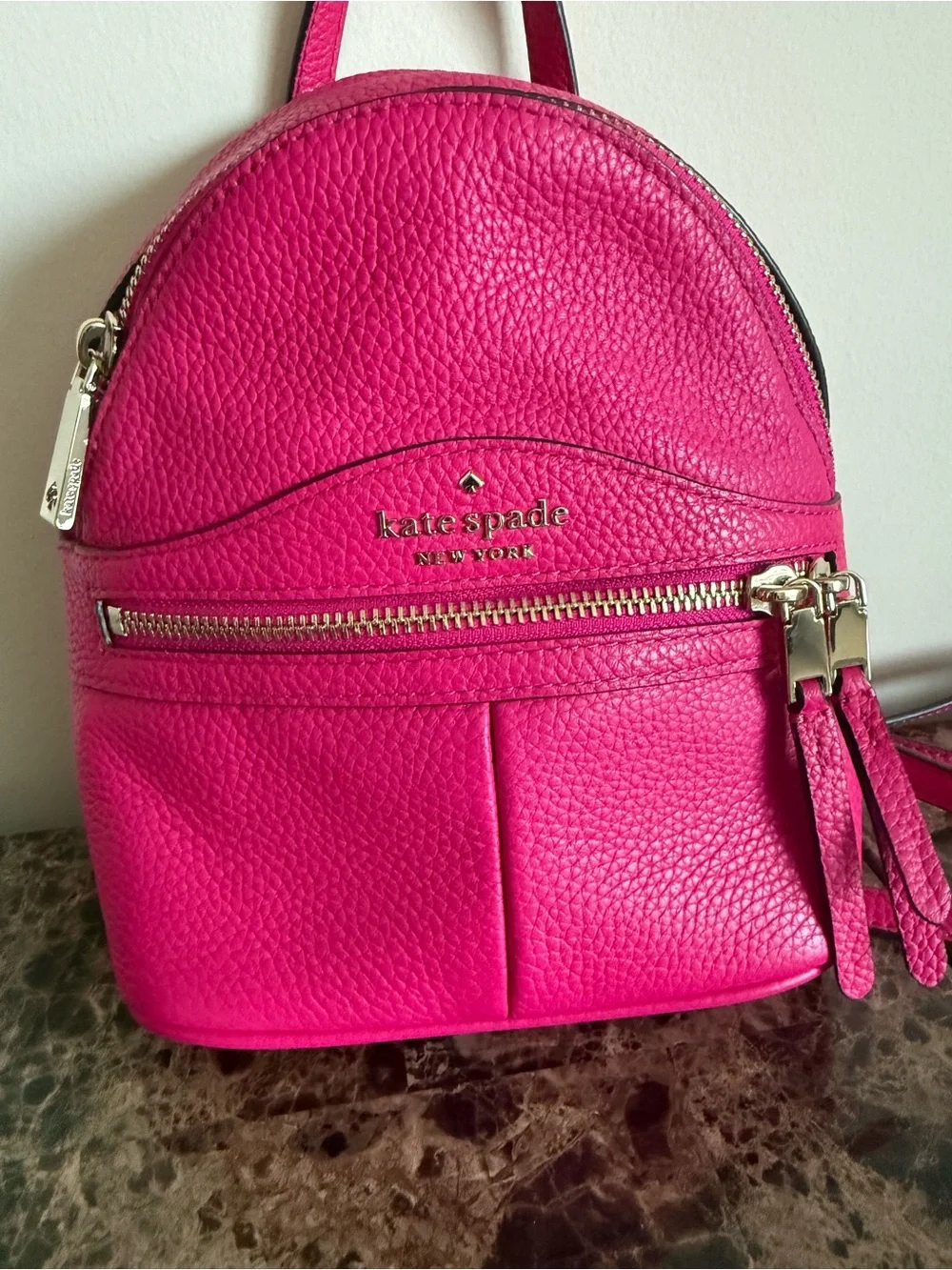 kate spade Bright Pink Pebbled Leather Mini Backpack